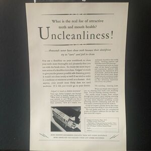 Pre Owned 1928 Colgate’s Toothpaste Uncleanliness Ad Advertisement